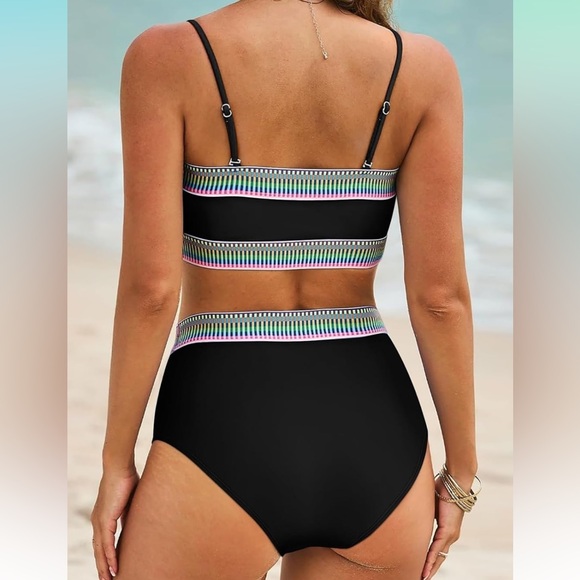 2/$35 NWOT Pink Queen- Black Neon Trim Bikini set- Med - Picture 4 of 7